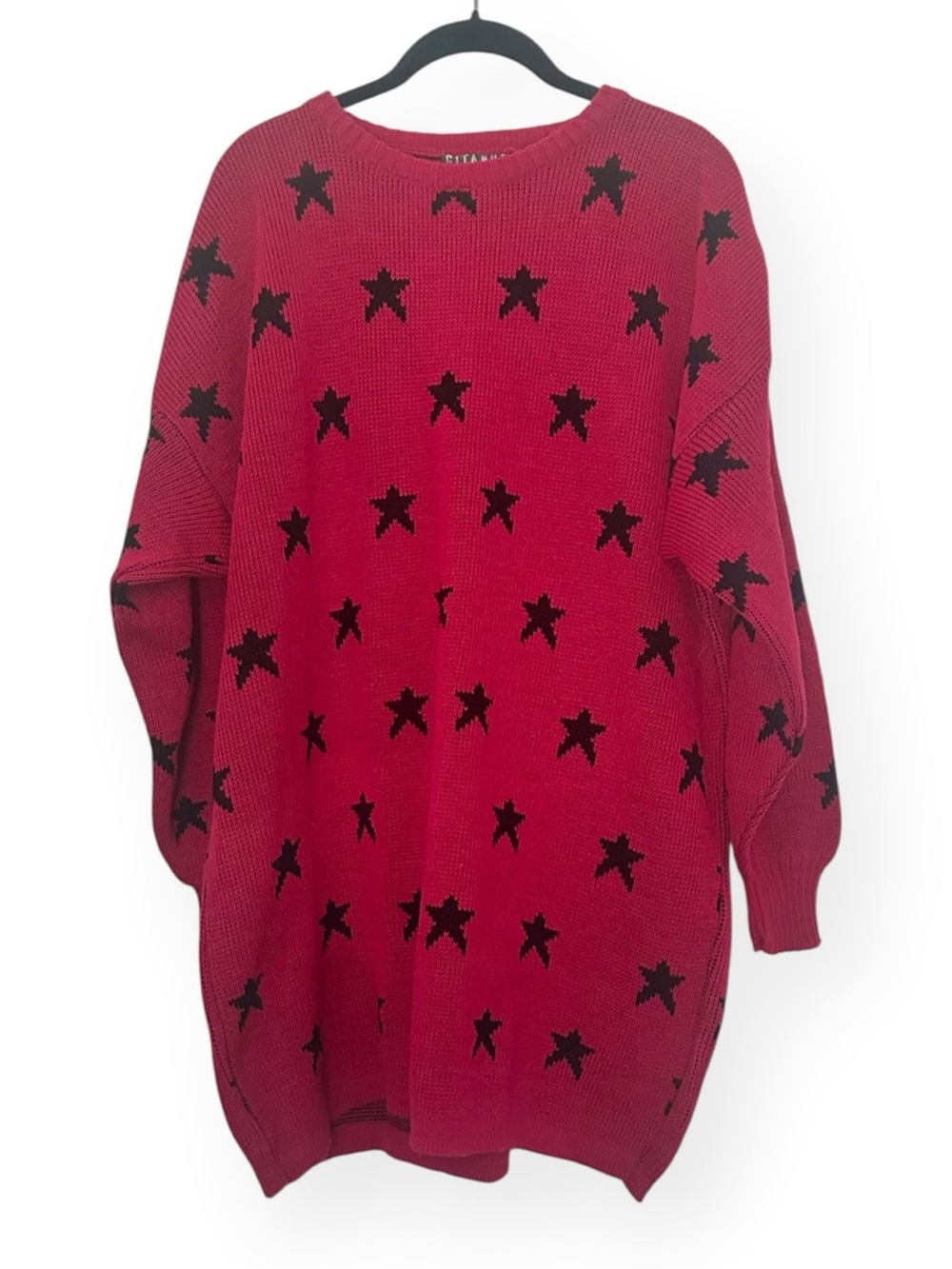 Vintage Gitano Fuchsia Pink Star Pattern Knit Sweater
